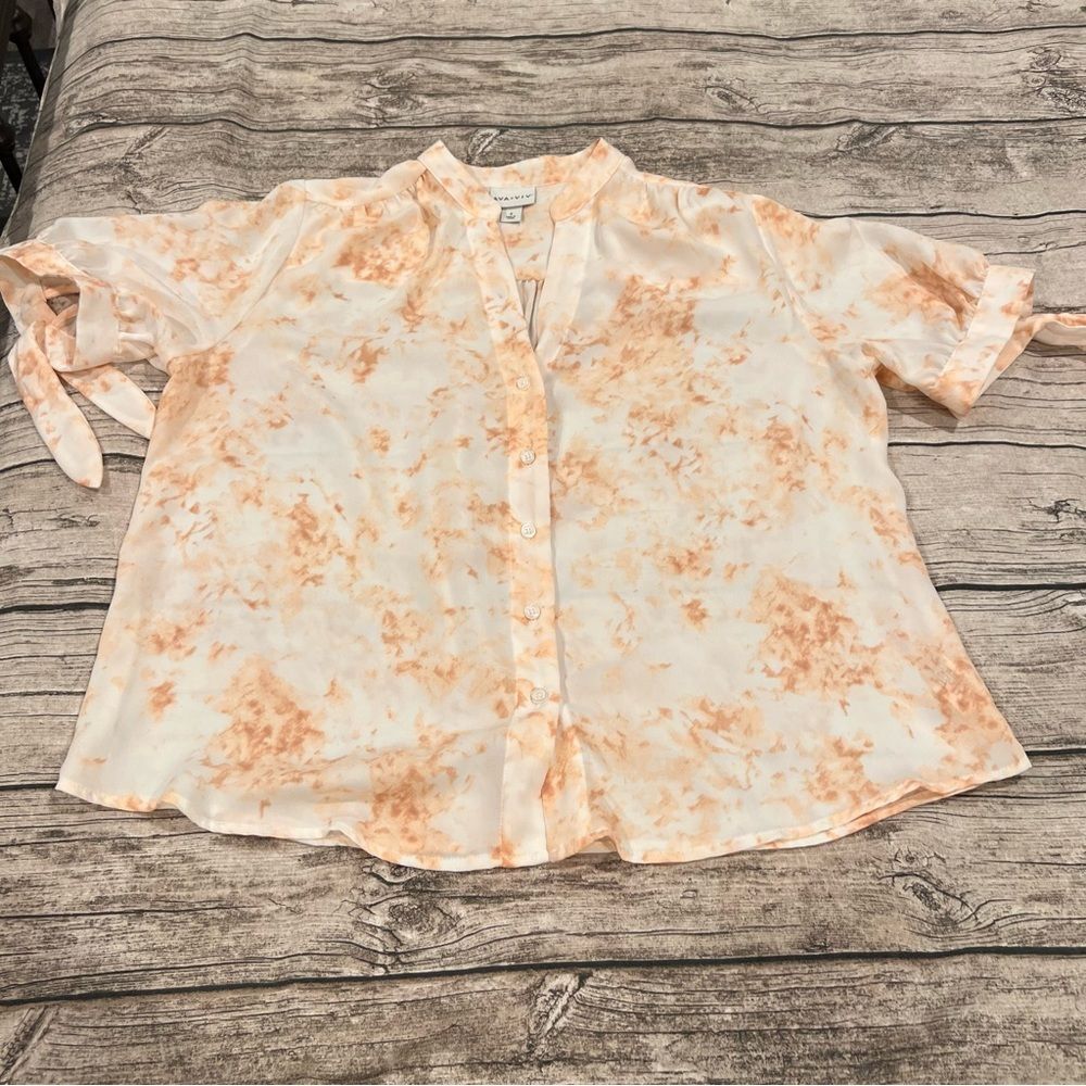 Ava & Viv Polyester Blouse with Tie Sleeves size 0X